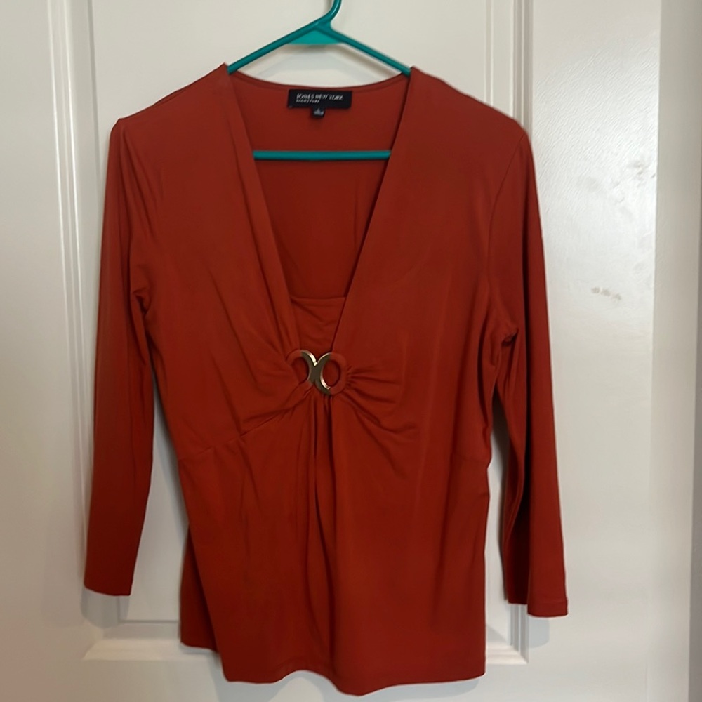 Jones New York Burnt Orange Long Sleeve Blouse